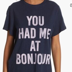 Cinq a Sept You Had Me At Bonjour Tee Navy Blue Purple